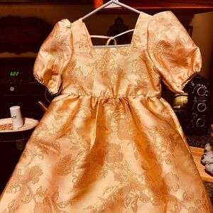 GB Girls Shimmering Gold Jacquard square neck Dresses.  Size 5 and 6x.  $25 each